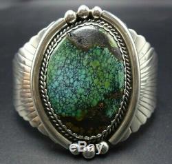 Vintage NAVAJO Sterling Silver TURQUOISE Cuff BRACELET Tight Spiderweb Matrix