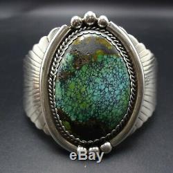 Vintage NAVAJO Sterling Silver TURQUOISE Cuff BRACELET Tight Spiderweb Matrix