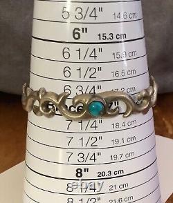 Vintage NAVAJO Sterling Silver TURQUOISE Native American Sandcast Cuff Bracelet