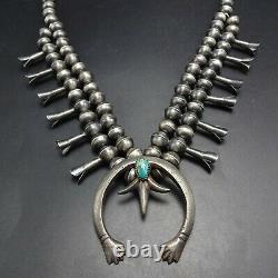 Vintage NAVAJO Sterling Silver TURQUOISE Squash Blossom NECKLACE Gerald Mitchell