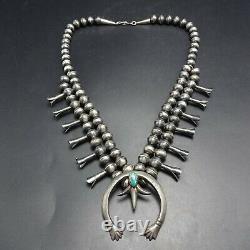 Vintage NAVAJO Sterling Silver TURQUOISE Squash Blossom NECKLACE Gerald Mitchell