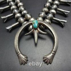 Vintage NAVAJO Sterling Silver TURQUOISE Squash Blossom NECKLACE Gerald Mitchell