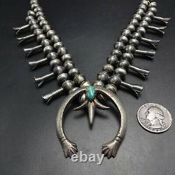 Vintage NAVAJO Sterling Silver TURQUOISE Squash Blossom NECKLACE Gerald Mitchell