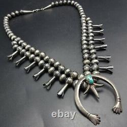 Vintage NAVAJO Sterling Silver TURQUOISE Squash Blossom NECKLACE Gerald Mitchell