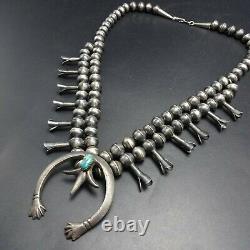 Vintage NAVAJO Sterling Silver TURQUOISE Squash Blossom NECKLACE Gerald Mitchell