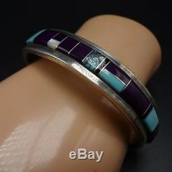 Vintage NAVAJO Sterling Silver TURQUOISE and SUGILITE Inlay Cuff BRACELET