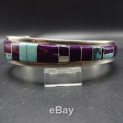 Vintage NAVAJO Sterling Silver TURQUOISE and SUGILITE Inlay Cuff BRACELET