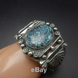 Vintage NAVAJO Sterling Silver TURQUOISE with Spiderweb Matrix Cuff BRACELET