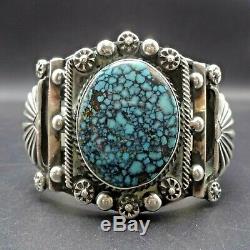 Vintage NAVAJO Sterling Silver TURQUOISE with Spiderweb Matrix Cuff BRACELET