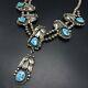 Vintage NAVAJO Sterling Silver Turquoise SQUASH BLOSSOM STYLE Necklace LARIAT
