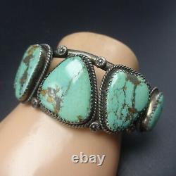 Vintage NAVAJO Sterling Silver and Light Green FOX MINE TURQUOISE Cuff BRACELET