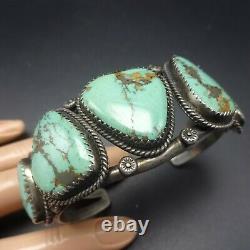Vintage NAVAJO Sterling Silver and Light Green FOX MINE TURQUOISE Cuff BRACELET