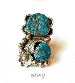 Vintage Native American Handmade Ring With Kingman Turquoise By Shirley Largo