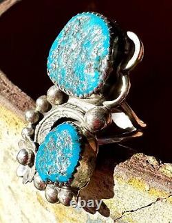 Vintage Native American Handmade Ring With Kingman Turquoise By Shirley Largo