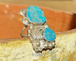 Vintage Native American Handmade Ring With Kingman Turquoise By Shirley Largo