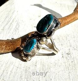 Vintage Native American Handmade Ring With Kingman Turquoise By Shirley Largo