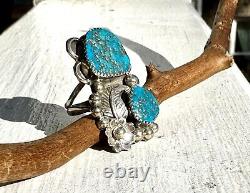 Vintage Native American Handmade Ring With Kingman Turquoise By Shirley Largo