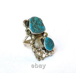 Vintage Native American Handmade Ring With Kingman Turquoise By Shirley Largo