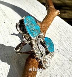 Vintage Native American Handmade Ring With Kingman Turquoise By Shirley Largo