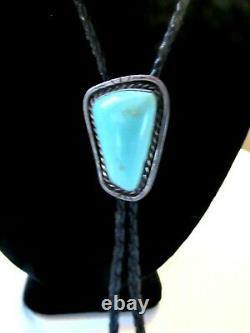Vintage Native American NAVAJO Natural Turquoise SSilver Pendant Tie Bolo-1.75