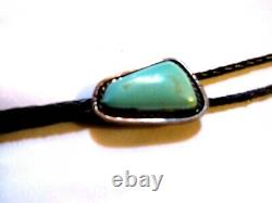 Vintage Native American NAVAJO Natural Turquoise SSilver Pendant Tie Bolo-1.75