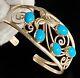 Vintage Native American Navajo 12KGF Turquoise Stones Open Lace Cuff Bracelet