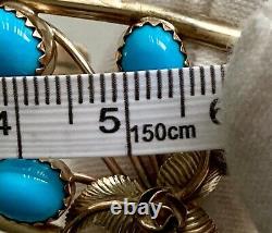 Vintage Native American Navajo 12KGF Turquoise Stones Open Lace Cuff Bracelet