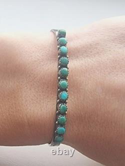 Vintage Native American Navajo 925 Sterling Silver Turquoise Cuff Bracelet