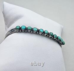 Vintage Native American Navajo 925 Sterling Silver Turquoise Cuff Bracelet