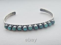 Vintage Native American Navajo 925 Sterling Silver Turquoise Cuff Bracelet