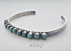 Vintage Native American Navajo 925 Sterling Silver Turquoise Cuff Bracelet