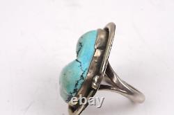 Vintage Native American Navajo 925 Sterling Silver Turquoise Ring Size 6