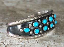 Vintage Native American Navajo C Henry Turquoise Sterling Silver LARGE bracelet