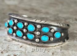 Vintage Native American Navajo C Henry Turquoise Sterling Silver LARGE bracelet