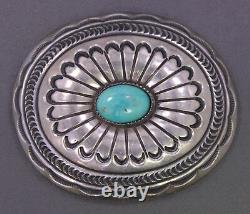 Vintage Native American Navajo CARSON B. Sterling Silver & Turquoise Belt Buckle