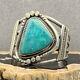 Vintage Native American Navajo Cuff Bracelet Hi-Quality Large Turquoise Triangle