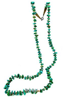 Vintage Native American Navajo Green Turquoise Nugget Heishi Beads 34 Necklace