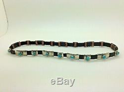 Vintage Native American Navajo Hat Band Sterling Silver Concho with Turquoise