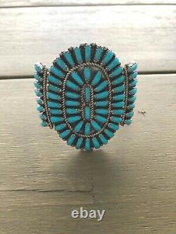 Vintage Native American Navajo Large Turquoise Squash Blossom Bracelet