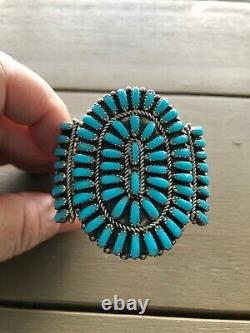 Vintage Native American Navajo Large Turquoise Squash Blossom Bracelet