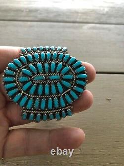 Vintage Native American Navajo Large Turquoise Squash Blossom Bracelet