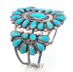 Vintage Native American, Navajo Sterling 34 Turquoise 50mm Cuff Bracelet, 6.5