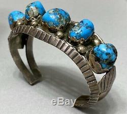Vintage Native American Navajo Sterling Silver Morenci Turquoise Cuff Bracelet