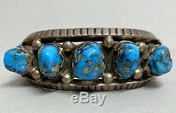 Vintage Native American Navajo Sterling Silver Morenci Turquoise Cuff Bracelet