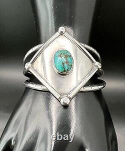 Vintage Native American Navajo Sterling Silver Turquoise 3 Prong Cuff 46gr