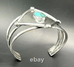 Vintage Native American Navajo Sterling Silver Turquoise 3 Prong Cuff 46gr