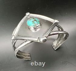 Vintage Native American Navajo Sterling Silver Turquoise 3 Prong Cuff 46gr