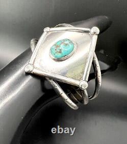 Vintage Native American Navajo Sterling Silver Turquoise 3 Prong Cuff 46gr