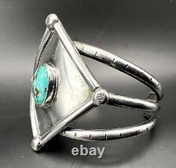 Vintage Native American Navajo Sterling Silver Turquoise 3 Prong Cuff 46gr