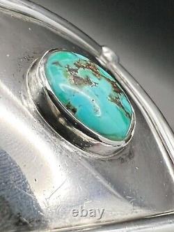 Vintage Native American Navajo Sterling Silver Turquoise 3 Prong Cuff 46gr